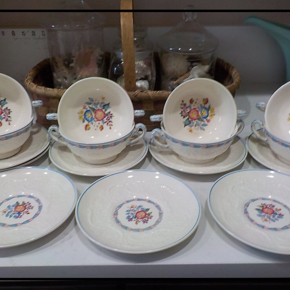 Wedgwood Patrician Cream soup bowl, plate Morning Glory